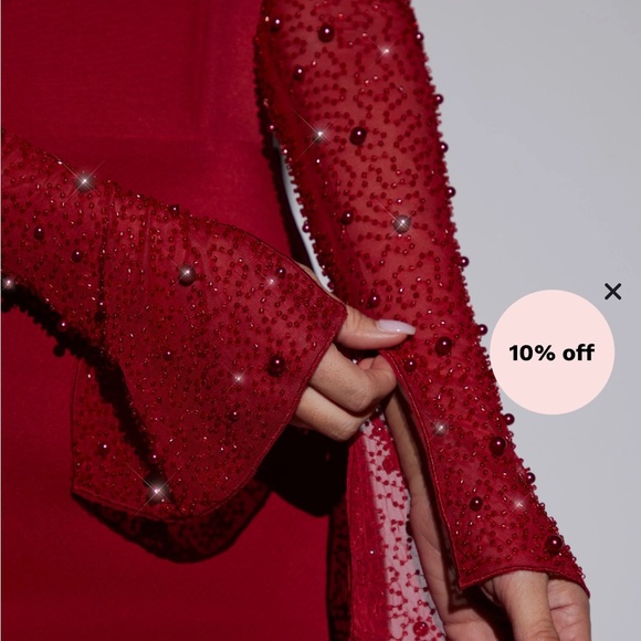 Oh Polly San Marino Embellished Side Split Maxi Dress in Red - Picture 4 of 6